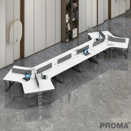 [Pre-order] โต๊ะทำงาน Proma-POD-05 สีขาว/ดำ แบบ 10 ที่นั่ง (ไม่มีตู้เอกสาร)_11